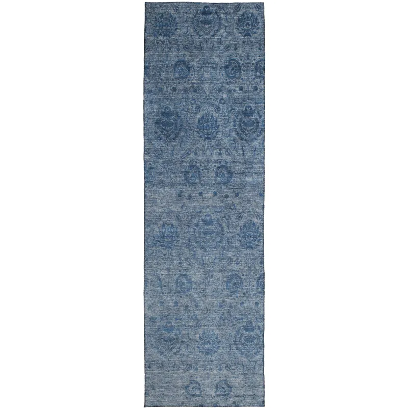 Luxury Washable Indoor/Outdoor Burano Blue 2\'3\" x 7\'6\" Runner Rug