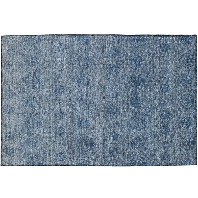 Luxury Washable Indoor/Outdoor Burano Blue 1\'8\" x 2\'6\" Rug