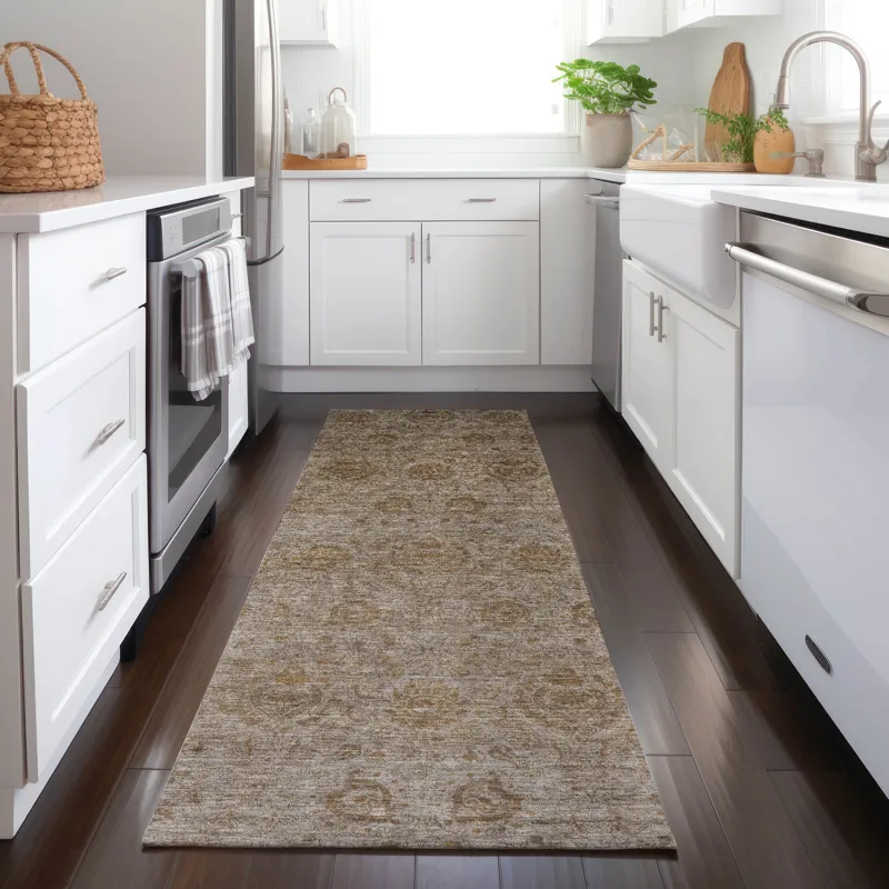 Luxury Washable Indoor/Outdoor Burano Brown 2\'3\" x 7\'6\" Runner Rug