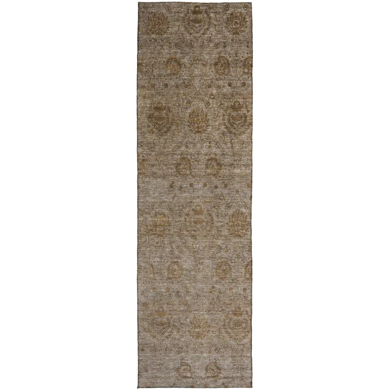 Luxury Washable Indoor/Outdoor Burano Brown 2\'3\" x 7\'6\" Runner Rug