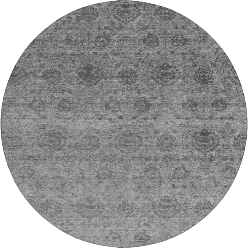 Luxury Washable Indoor/Outdoor Burano Gray 8\' x 8\' Round Rug