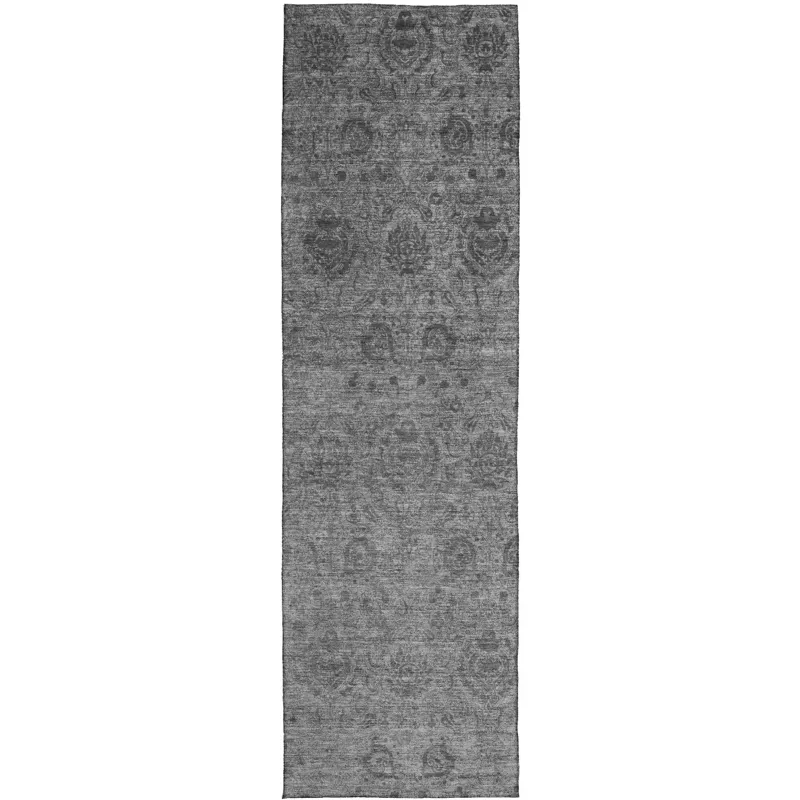 Luxury Washable Indoor/Outdoor Burano Gray 2\'3\" x 7\'6\" Runner Rug