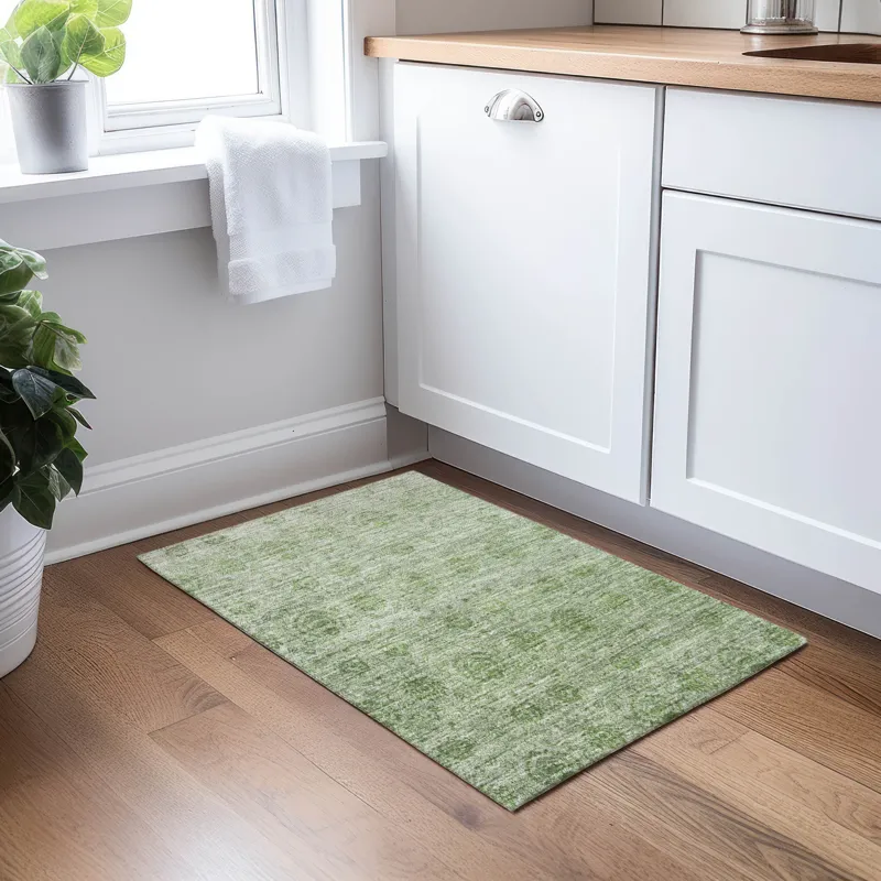 Luxury Washable Indoor/Outdoor Burano Olive 1\'8\" x 2\'6\" Rug