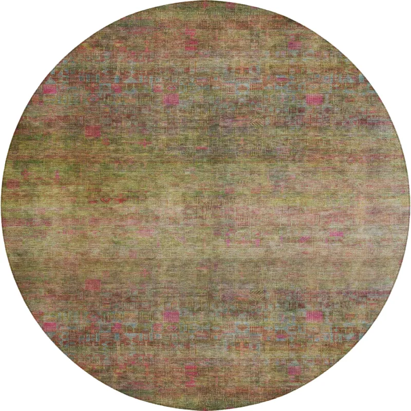 Luxury Washable Indoor/Outdoor Burano Cactus 8\' x 8\' Round Rug