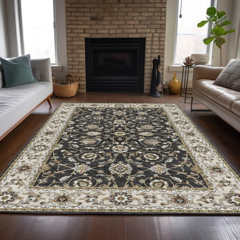 Luxury Washable Hatay Black 8\' x 10\' Rug