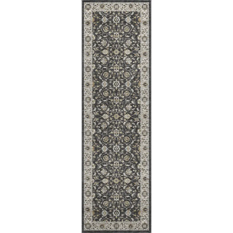Luxury Washable Hatay Black 2\'3\" x 7\'6\" Runner Rug