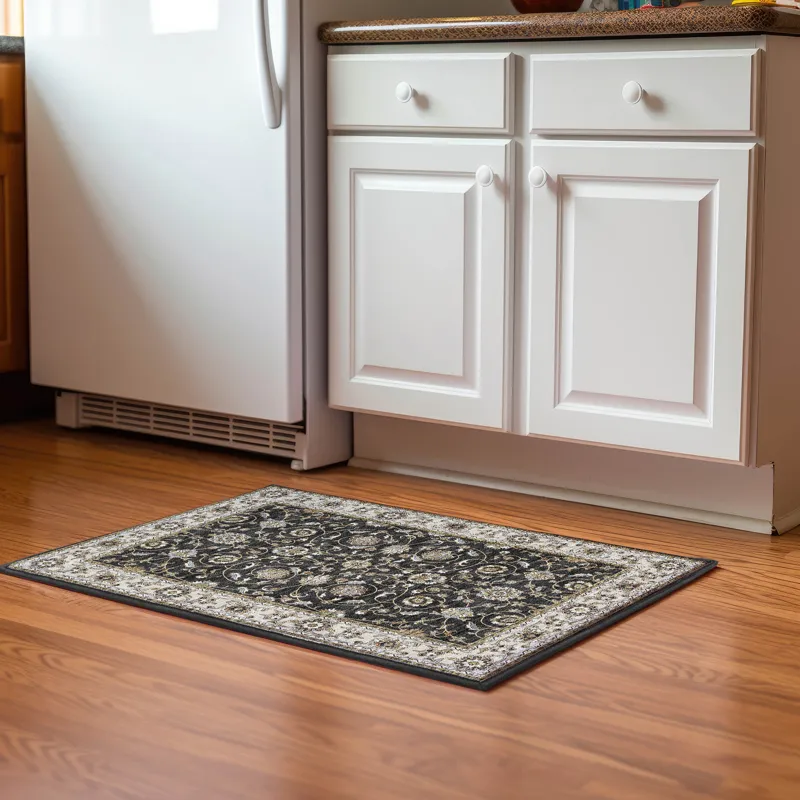 Luxury Washable Hatay Black 1\'8\" x 2\'6\" Rug
