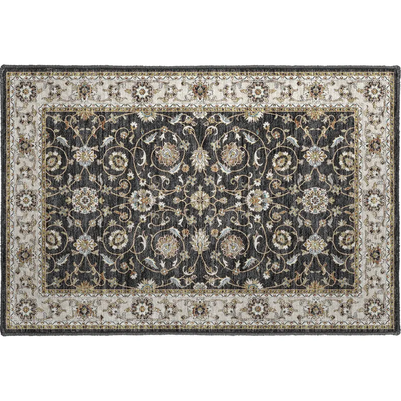 Luxury Washable Hatay Black 1\'8\" x 2\'6\" Rug