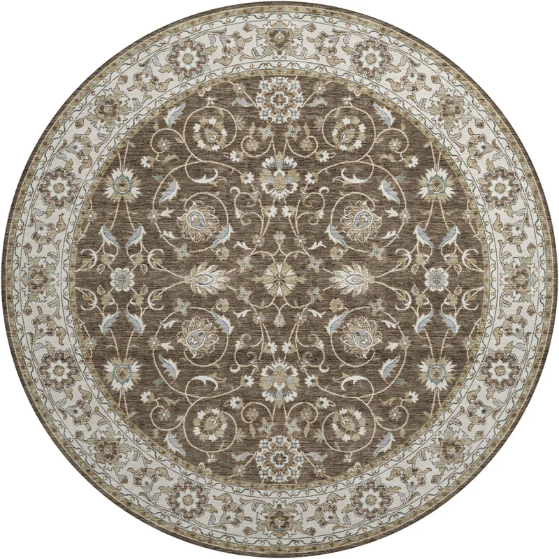 Luxury Washable Hatay Chocolate 8\' x 8\' Round Rug