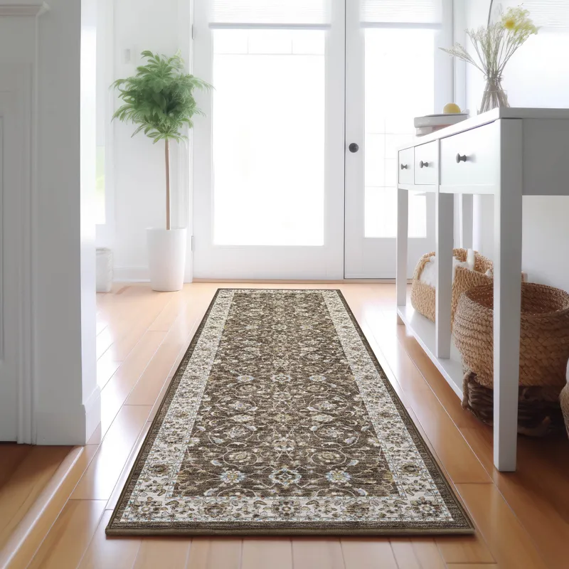 Luxury Washable Hatay Chocolate 2\'3\" x 7\'6\" Runner Rug