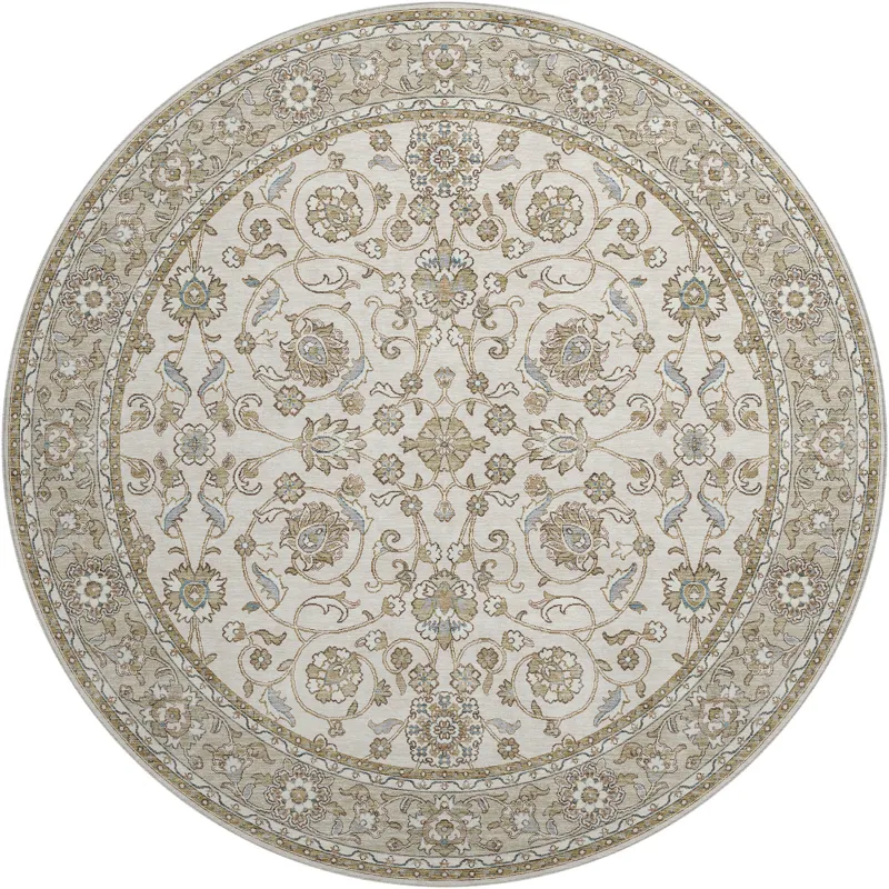 Luxury Washable Hatay Ivory 8\' x 8\' Round Rug