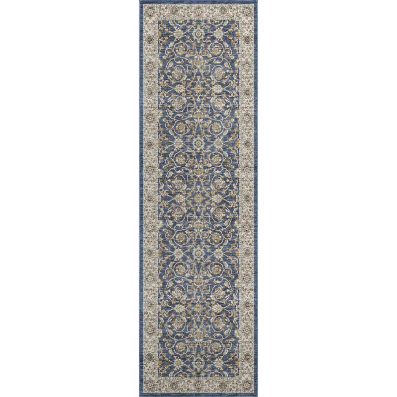 Luxury Washable Hatay Navy 2\'3\" x 7\'6\" Runner Rug