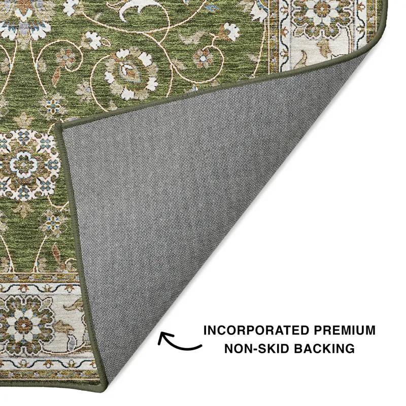 Luxury Washable Hatay Olive 2\'3\" x 7\'6\" Runner Rug