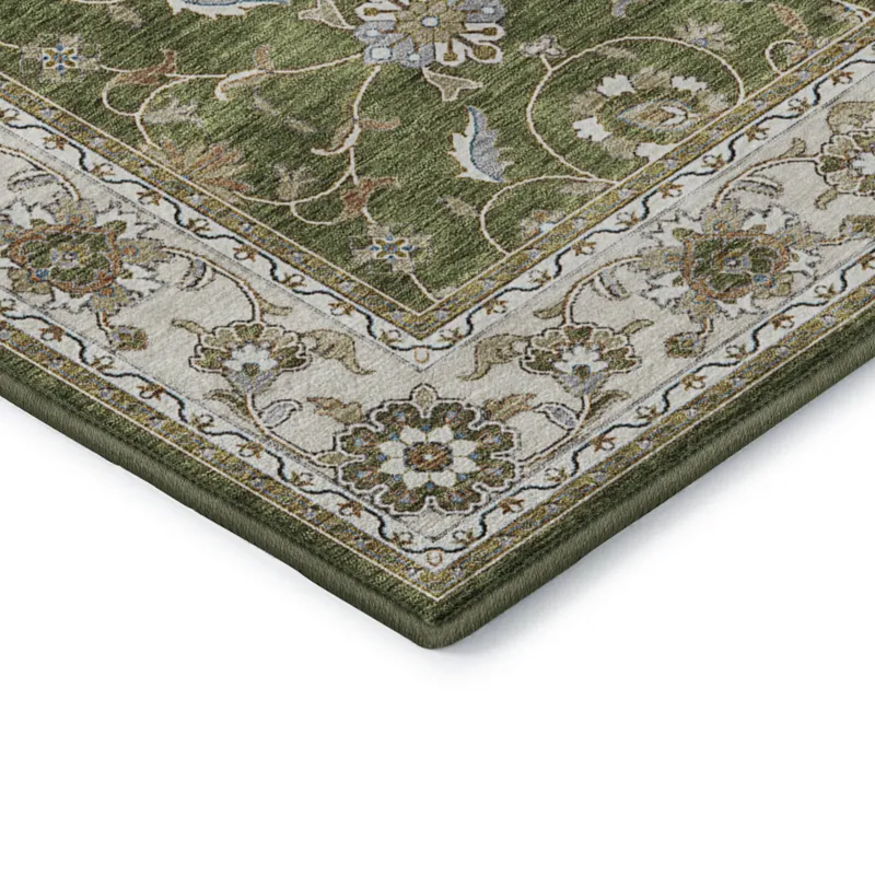 Luxury Washable Hatay Olive 2\'3\" x 7\'6\" Runner Rug