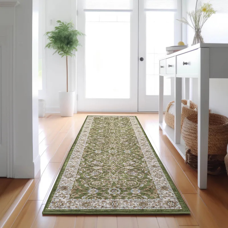 Luxury Washable Hatay Olive 2\'3\" x 7\'6\" Runner Rug