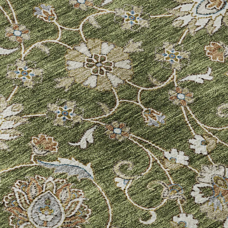 Luxury Washable Hatay Olive 2\'3\" x 7\'6\" Runner Rug