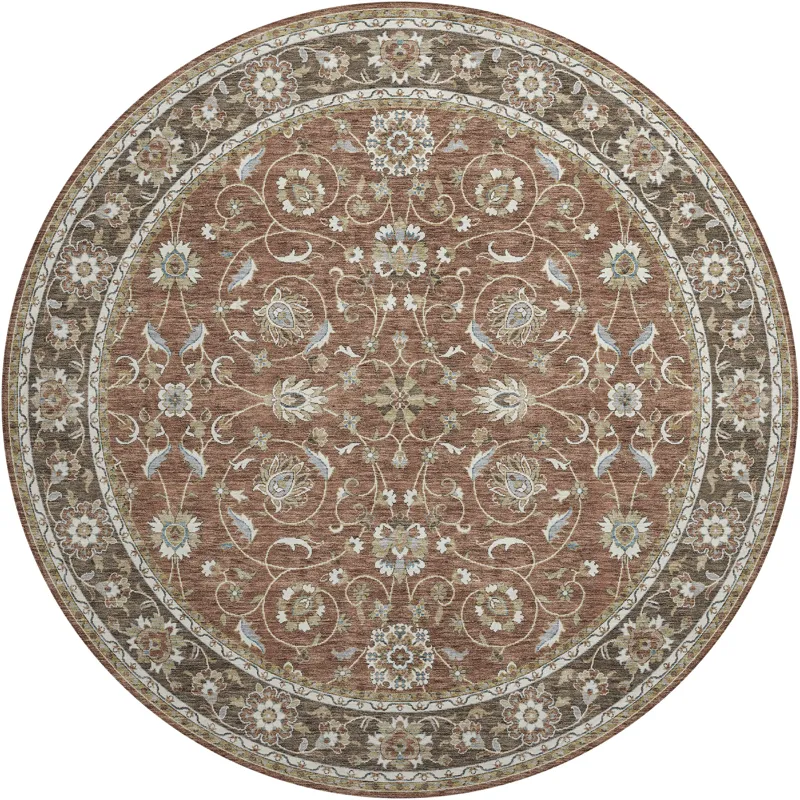 Luxury Washable Hatay Paprika 8\' x 8\' Round Rug