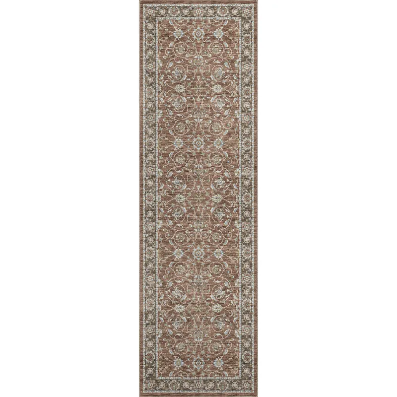 Luxury Washable Hatay Paprika 2\'3\" x 7\'6\" Runner Rug