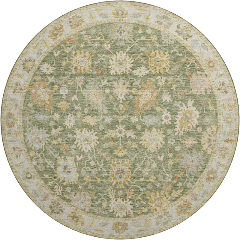 Luxury Washable Hatay Aloe 8\' x 8\' Round Rug