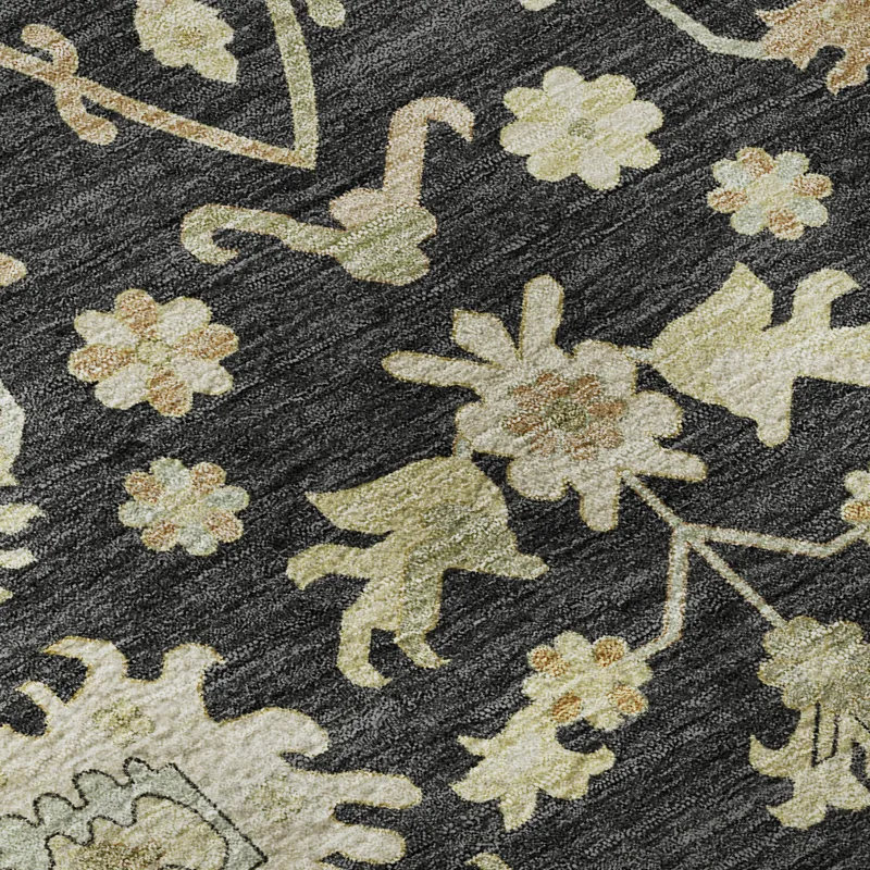 Luxury Washable Hatay Black 8\' x 8\' Round Rug