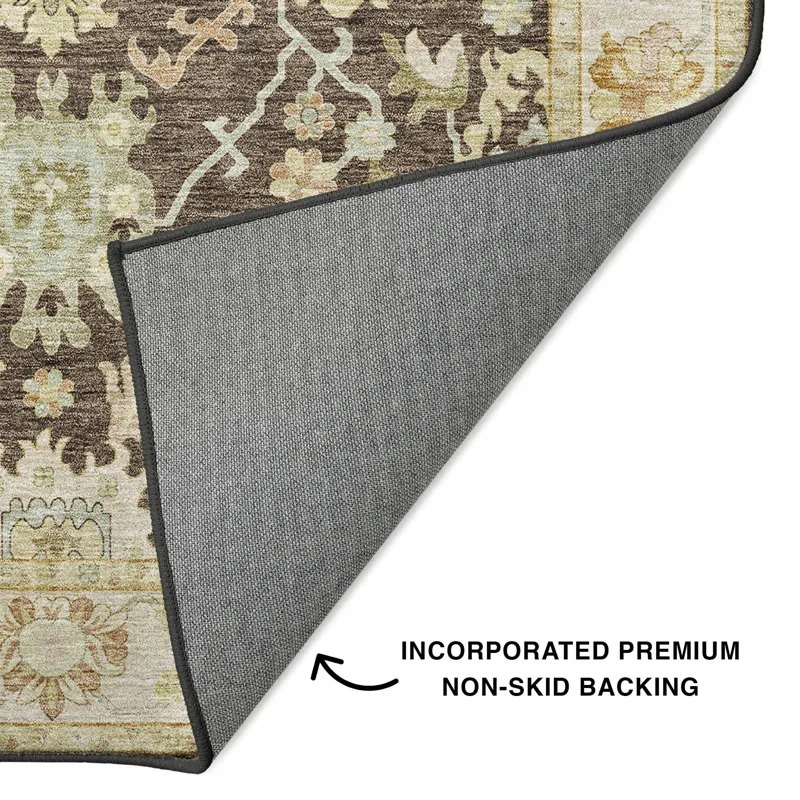 Luxury Washable Hatay Chocolate 1\'8\" x 2\'6\" Rug