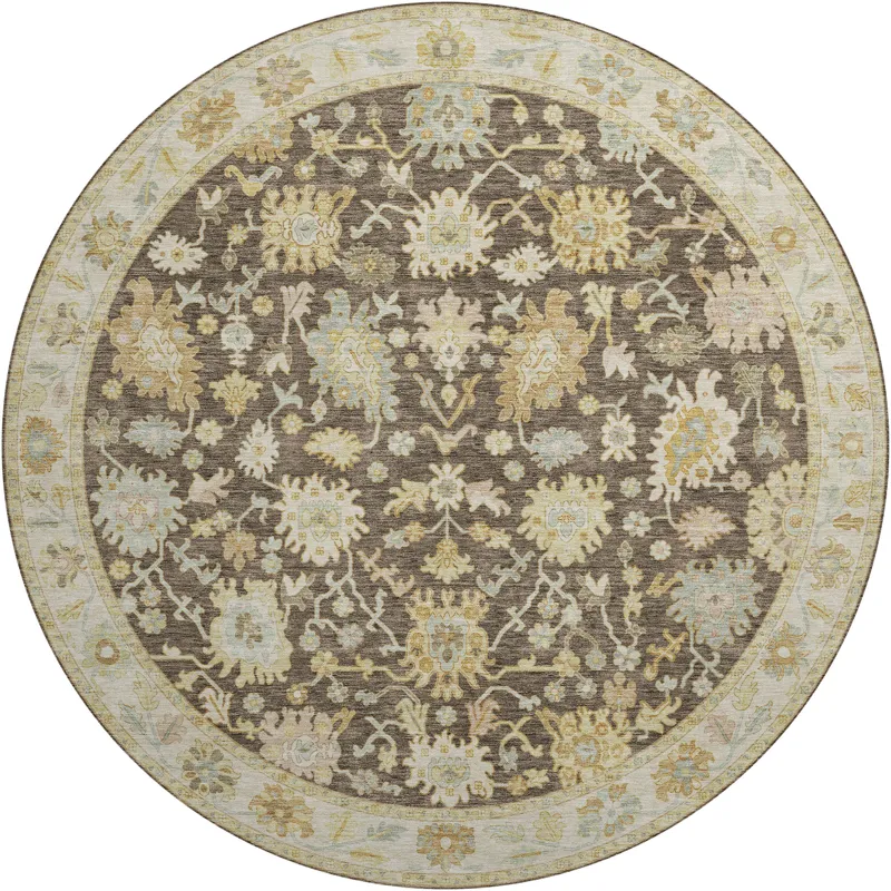 Luxury Washable Hatay Chocolate 8\' x 8\' Round Rug