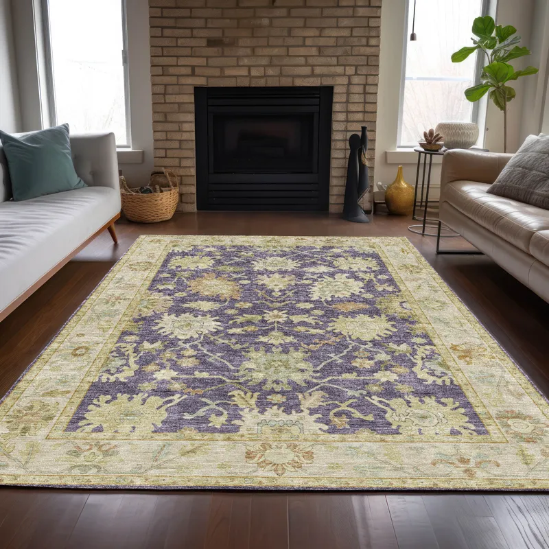 Luxury Washable Hatay Eggplant 2\'6\" x 3\'10\" Rug