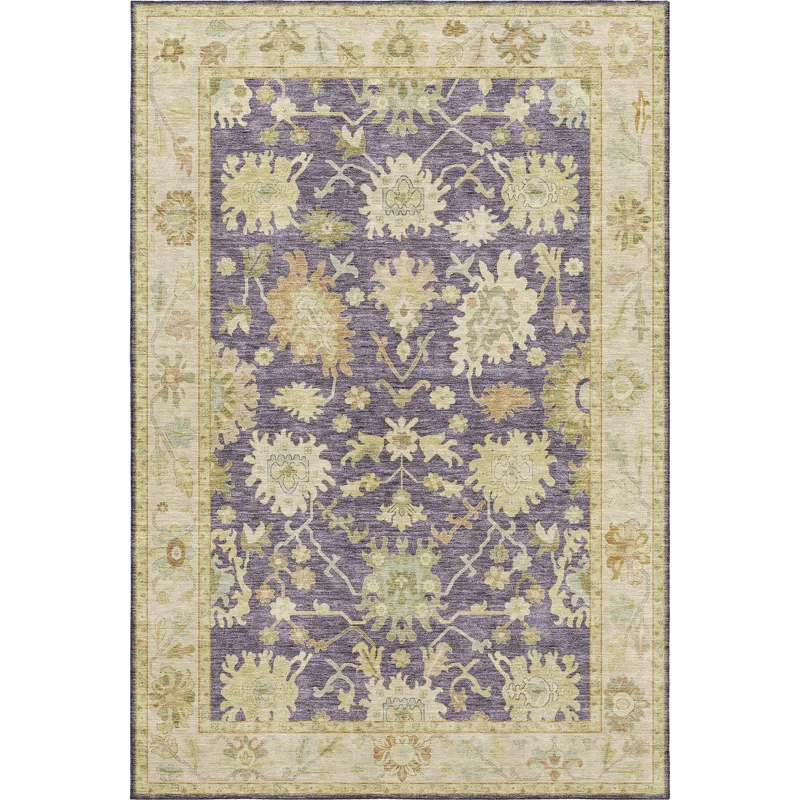 Luxury Washable Hatay Eggplant 2\'6\" x 3\'10\" Rug