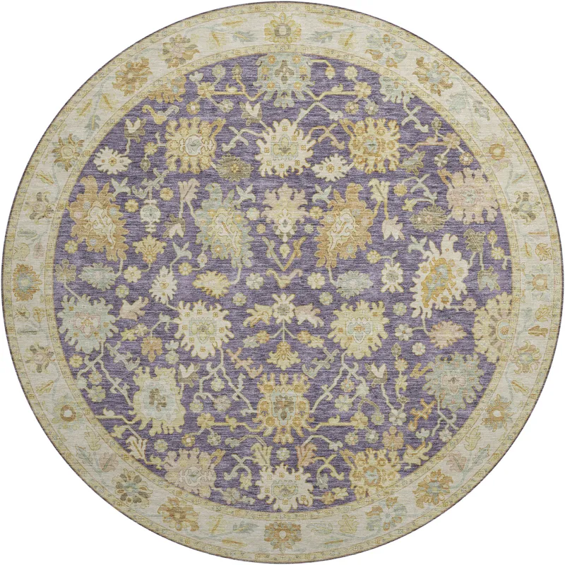 Luxury Washable Hatay Eggplant 8\' x 8\' Round Rug
