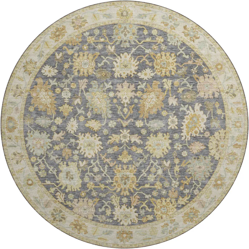 Luxury Washable Hatay Gray 8\' x 8\' Round Rug