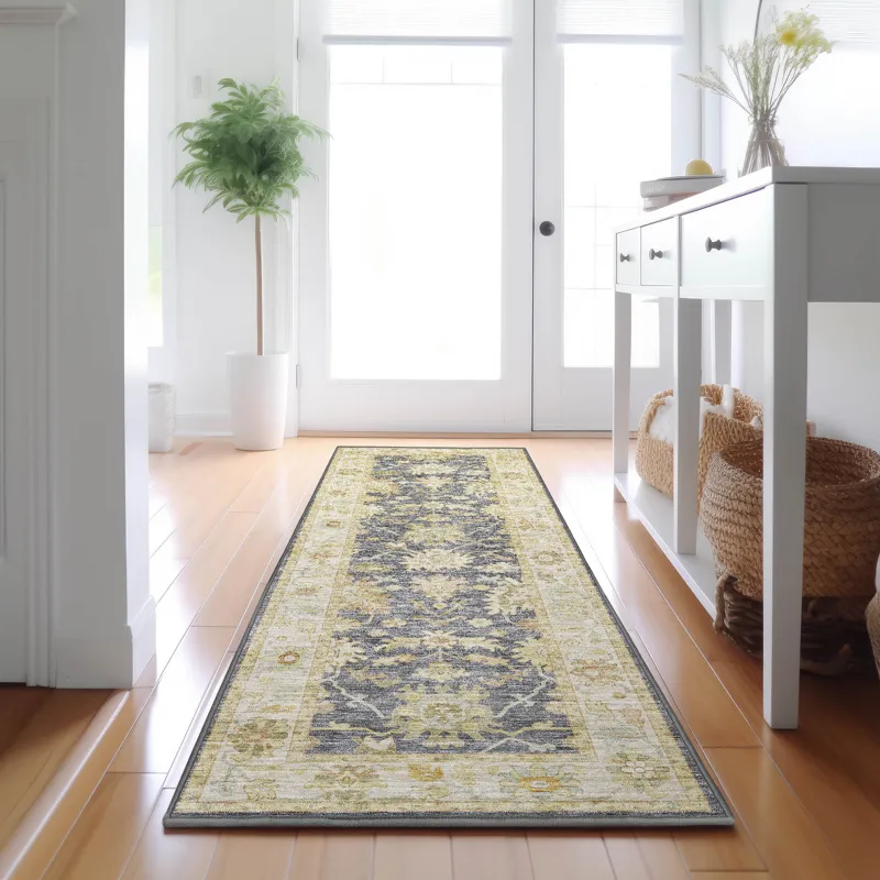 Luxury Washable Hatay Gray 2\'3\" x 7\'6\" Runner Rug