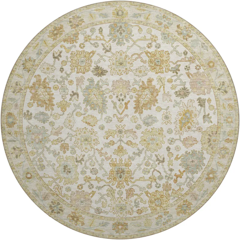 Luxury Washable Hatay Ivory 8\' x 8\' Round Rug