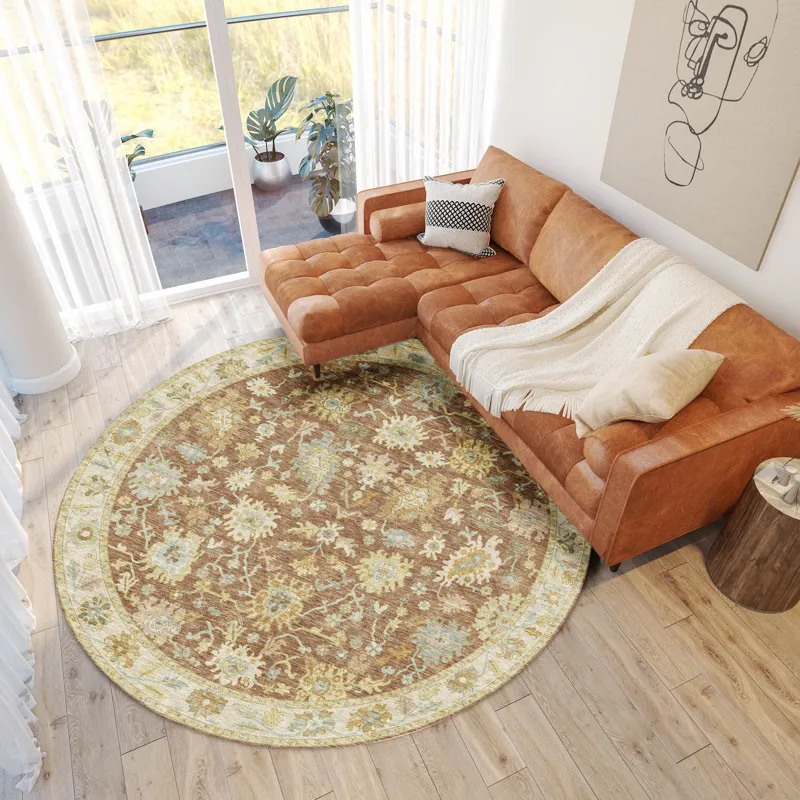 Luxury Washable Hatay Paprika 8\' x 8\' Round Rug