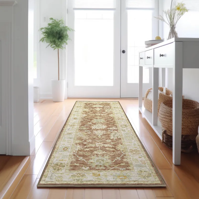 Luxury Washable Hatay Paprika 2\'3\" x 7\'6\" Runner Rug
