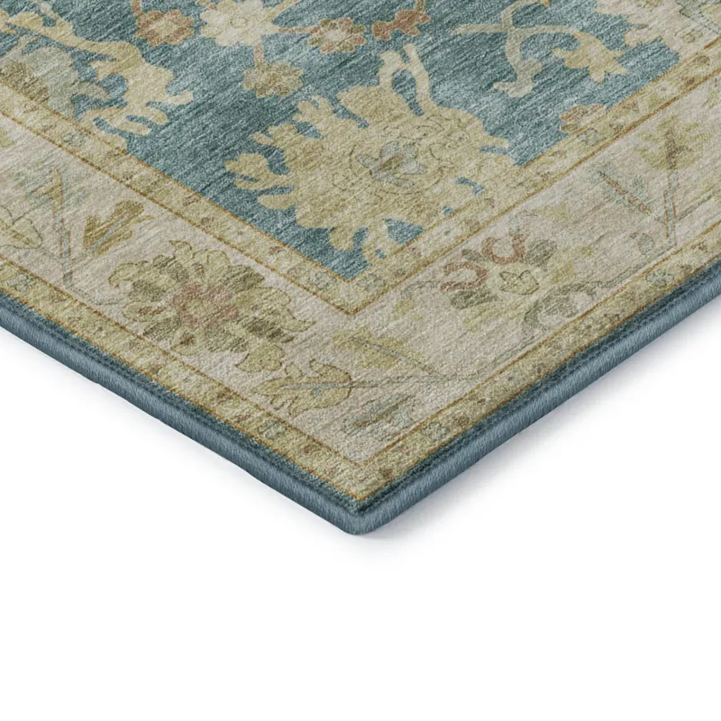 Luxury Washable Hatay Teal 1\'8\" x 2\'6\" Rug