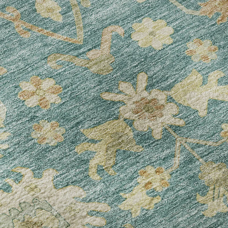 Luxury Washable Hatay Teal 1\'8\" x 2\'6\" Rug