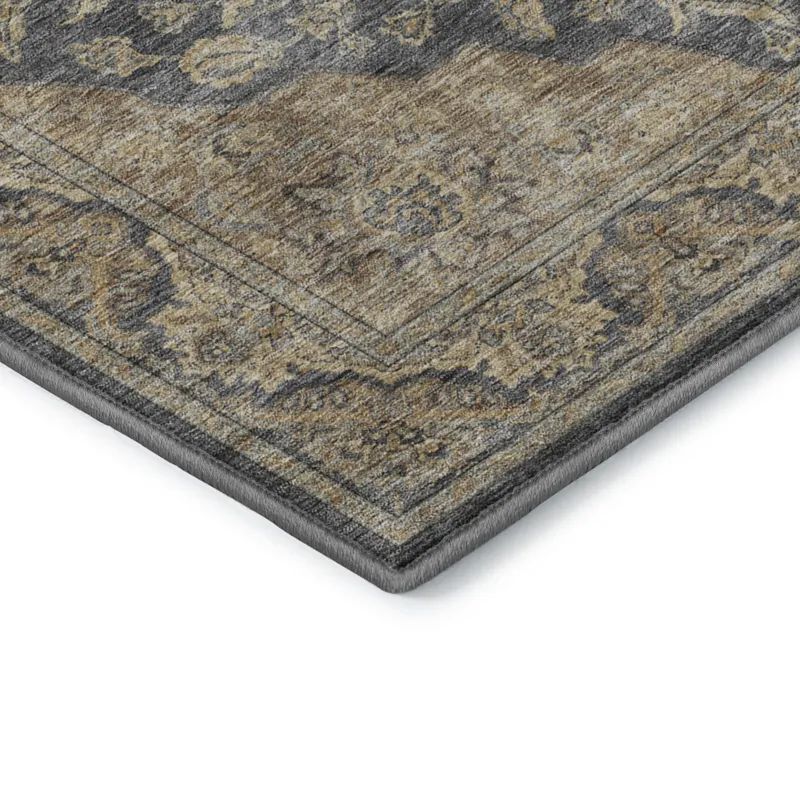Luxury Washable Hatay Charcoal 8\' x 8\' Round Rug