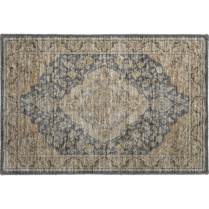 Luxury Washable Hatay Charcoal 1\'8\" x 2\'6\" Rug