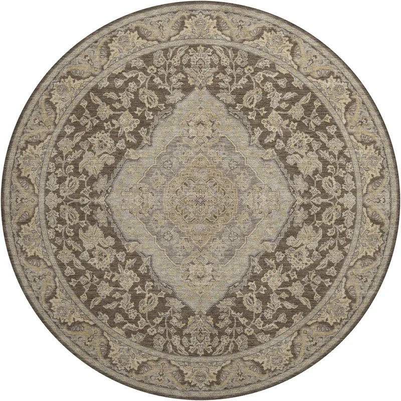 Luxury Washable Hatay Chocolate 8\' x 8\' Round Rug