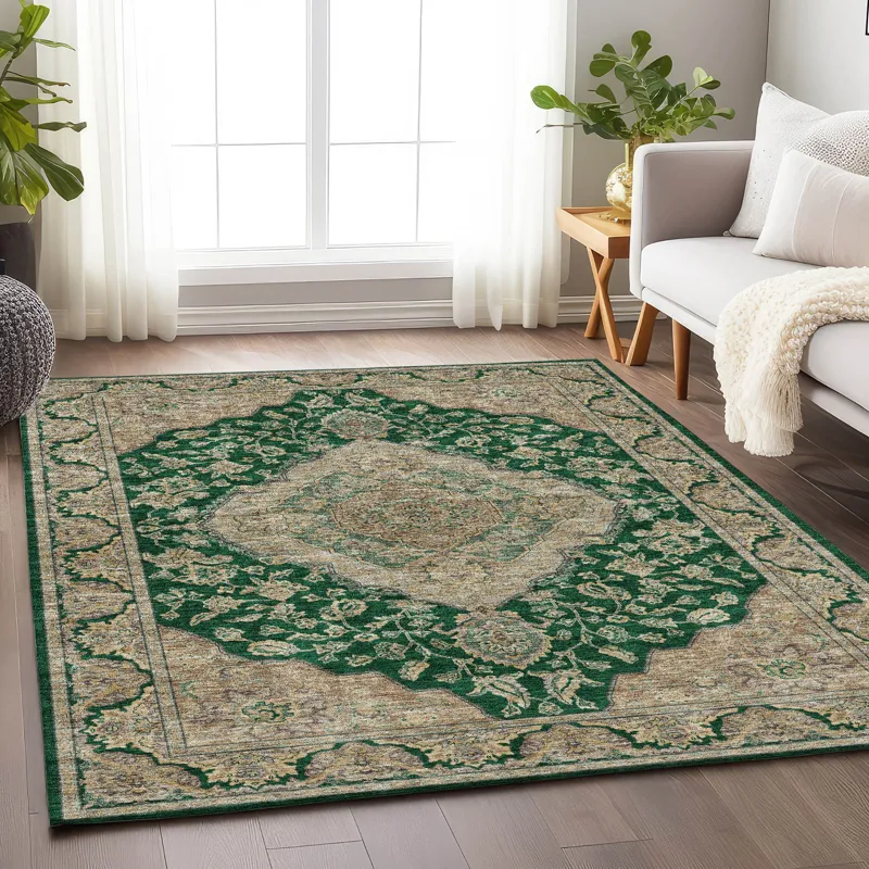 Luxury Washable Hatay Emerald 9\' x 12\' Rug