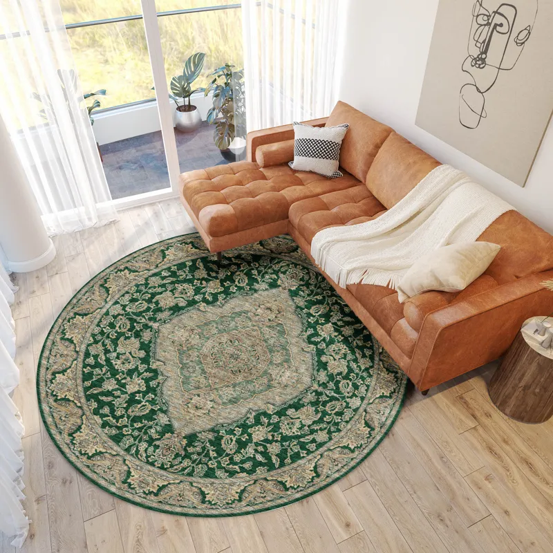 Luxury Washable Hatay Emerald 8\' x 8\' Round Rug