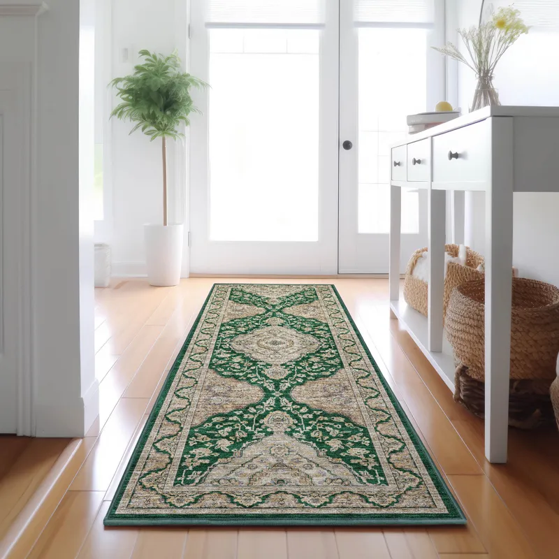 Luxury Washable Hatay Emerald 2\'3\" x 7\'6\" Runner Rug