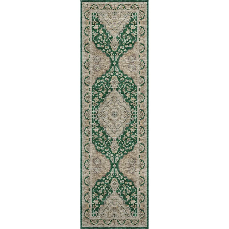 Luxury Washable Hatay Emerald 2\'3\" x 7\'6\" Runner Rug