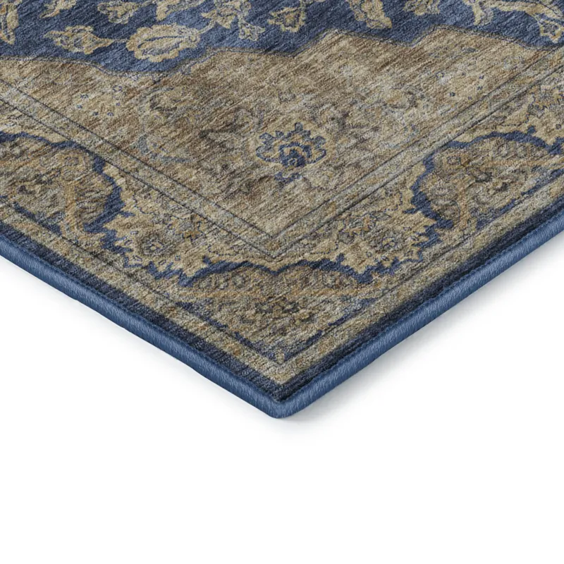 Luxury Washable Hatay Navy 8\' x 8\' Round Rug