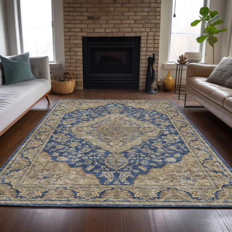 Luxury Washable Hatay Navy 5\' x 7\'6\" Rug