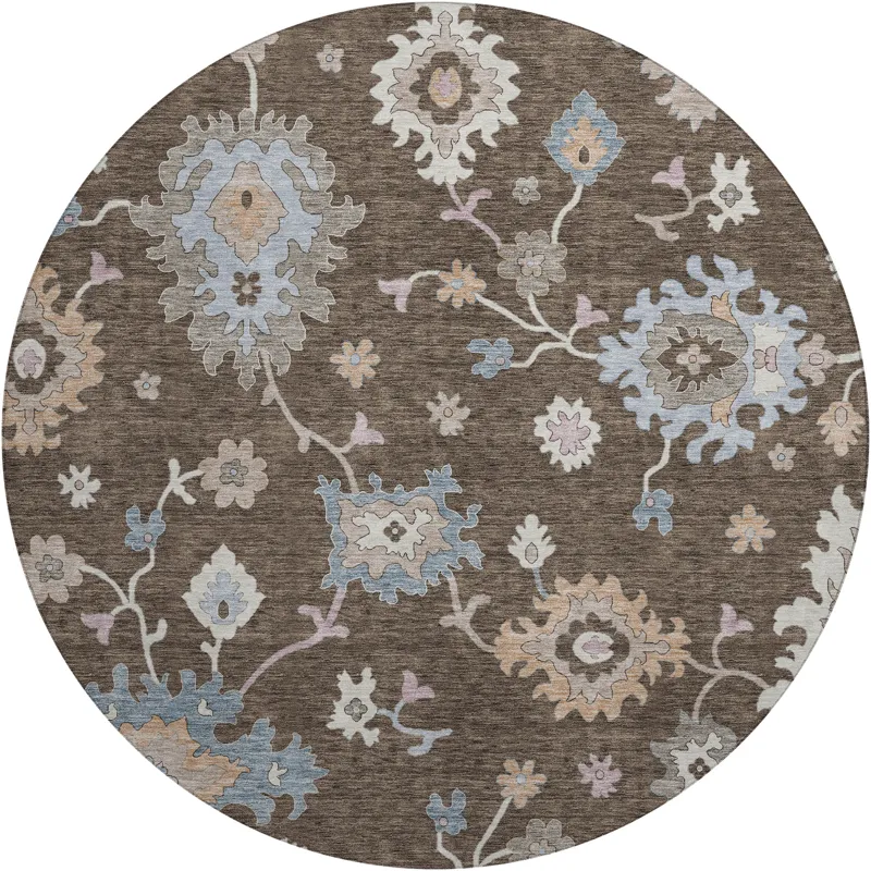 Luxury Washable Hatay Chocolate 8\' x 8\' Round Rug