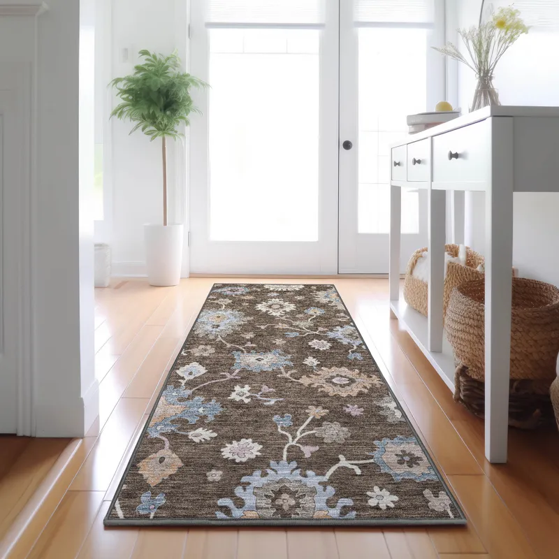 Luxury Washable Hatay Chocolate 2\'3\" x 7\'6\" Runner Rug