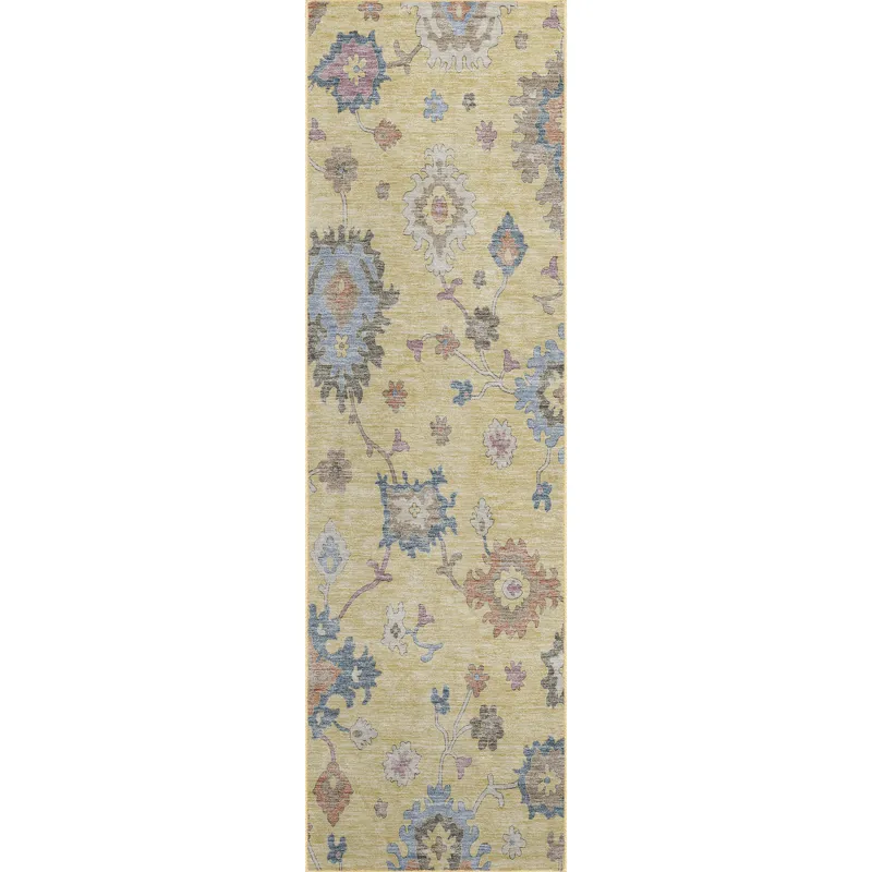Luxury Washable Hatay Gold 2\'3\" x 7\'6\" Runner Rug
