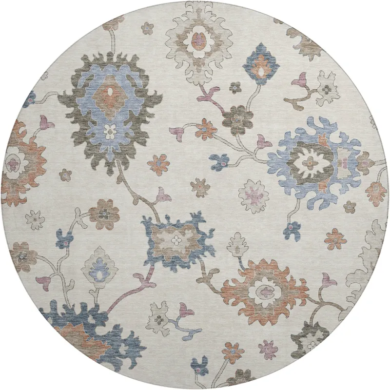 Luxury Washable Hatay Ivory 8\' x 8\' Round Rug
