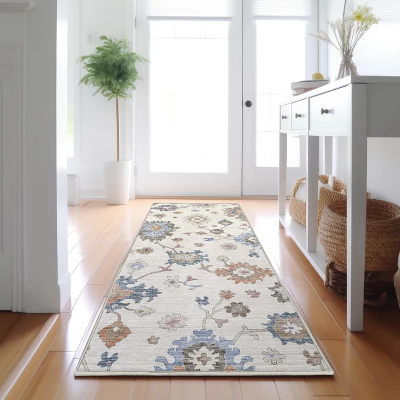 Luxury Washable Hatay Ivory 2\'3\" x 7\'6\" Runner Rug